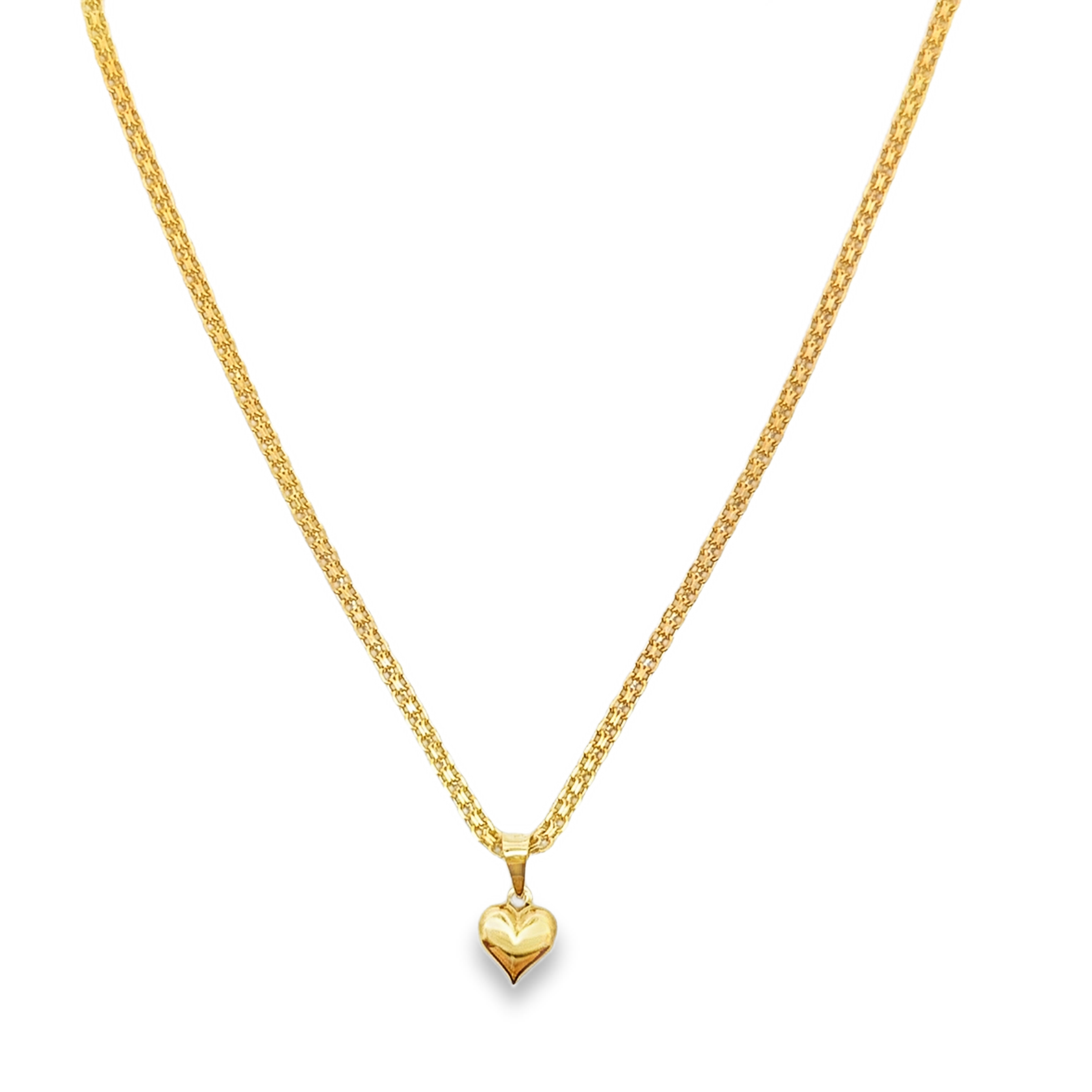 Polished Heart Pendant on Yellow Gold Chain