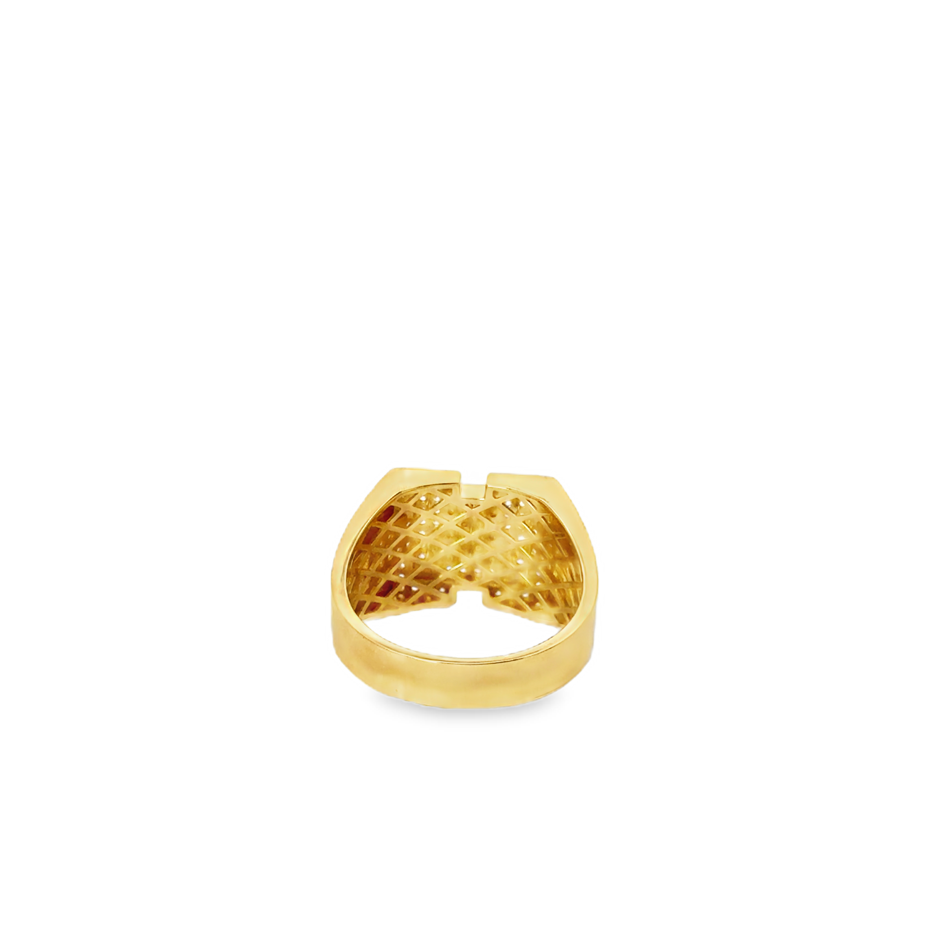 Yellow Gold Zircon Crown Motif Signet Ring
