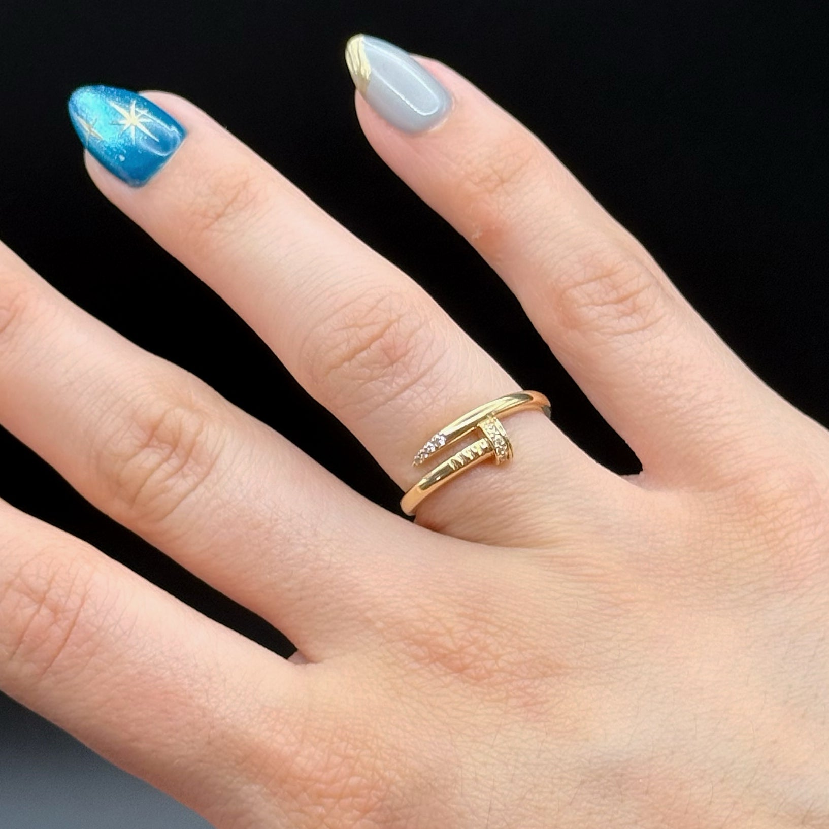 Yellow Gold Zircon Nail Wrap Ring