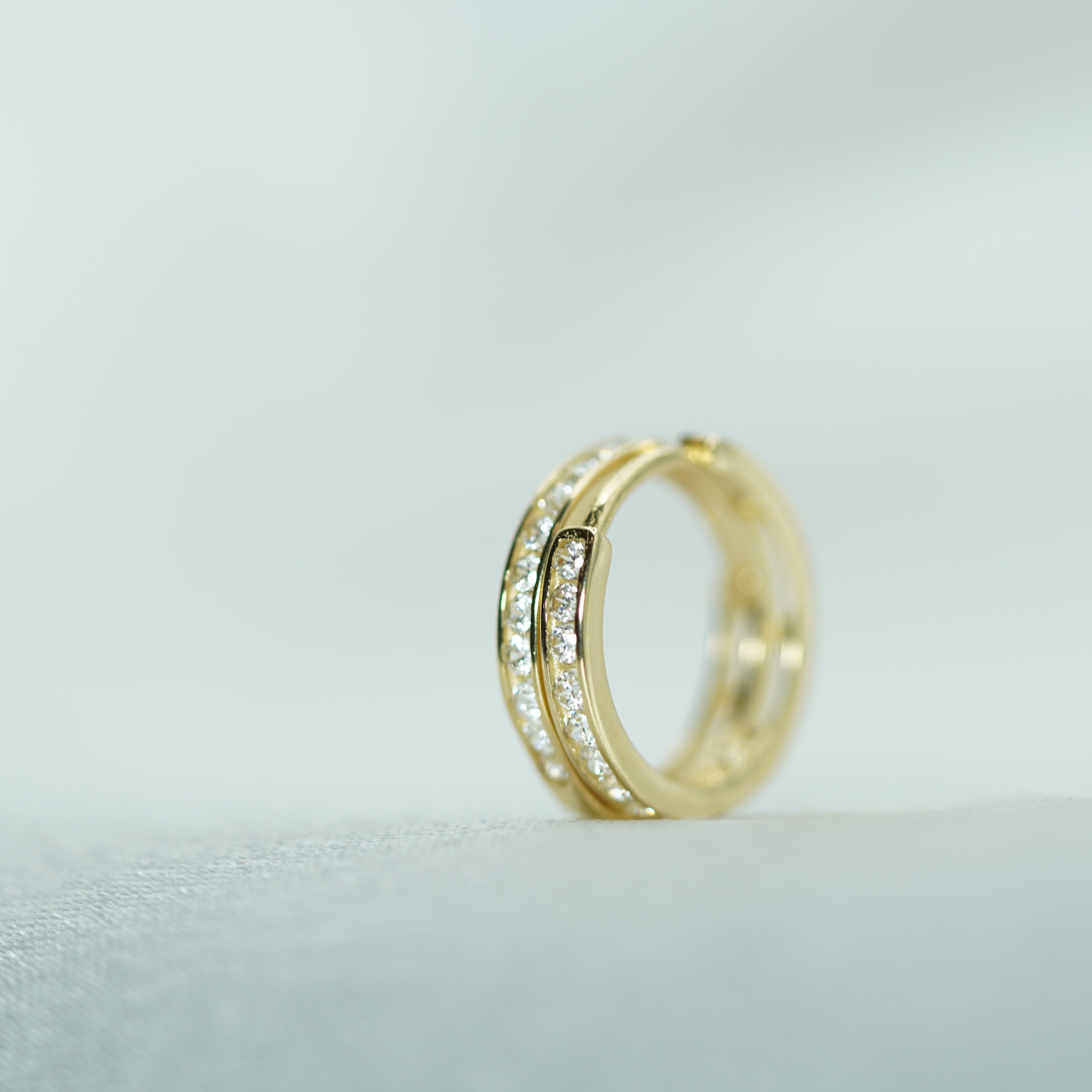 Yellow Gold Zircon Hoop Earrings