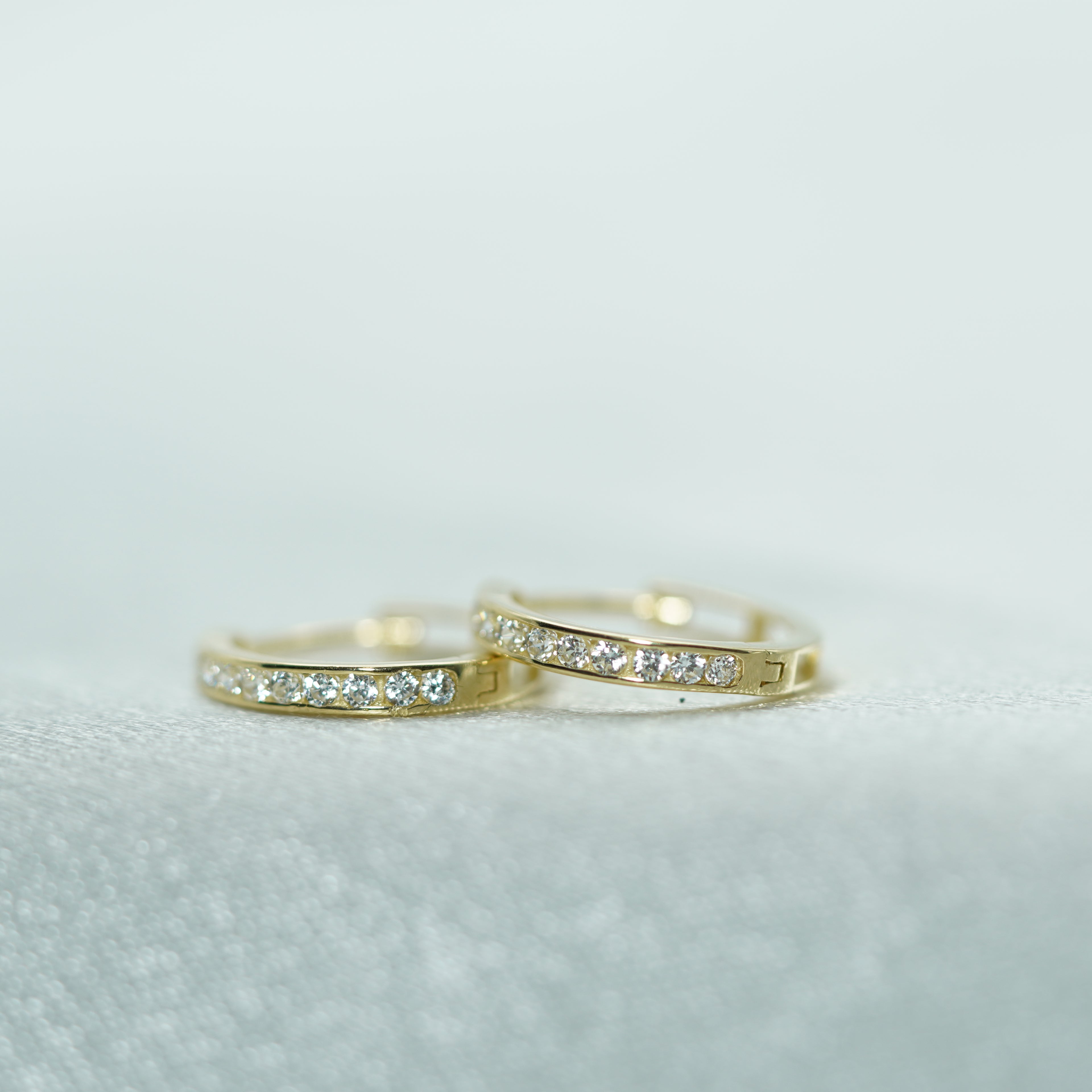 Yellow Gold Zircon Hoop Earrings