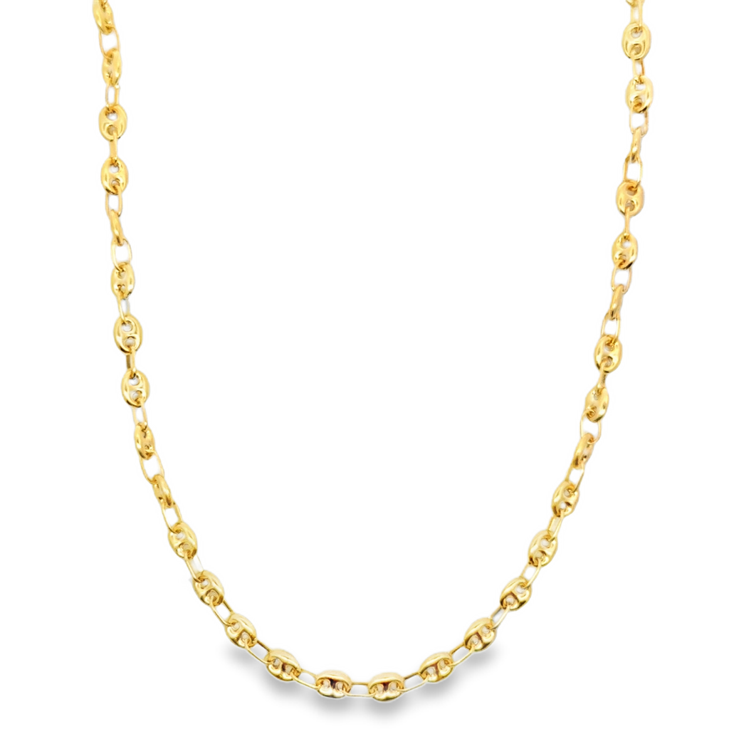 Classic Yellow Gold Anchor Link Chain Necklace
