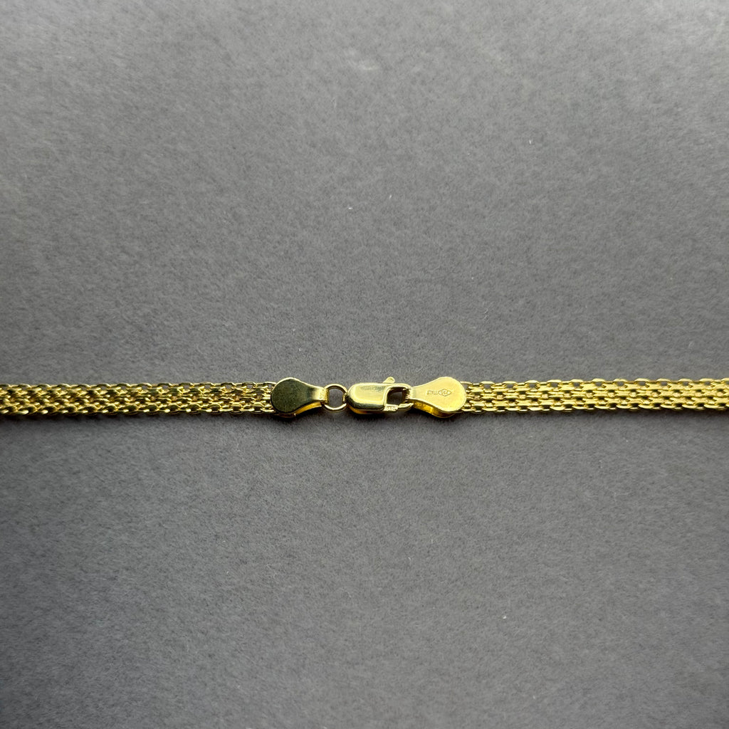 Flat Woven Link Chain Necklace in Yellow Gold