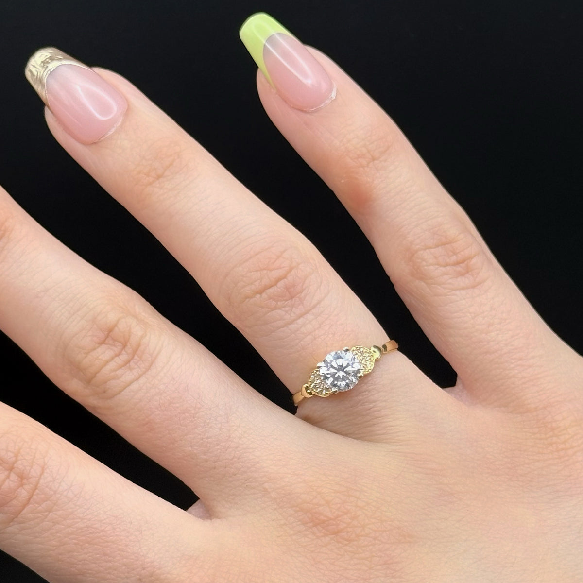 Yellow Gold Round Zircon Multistone Ring