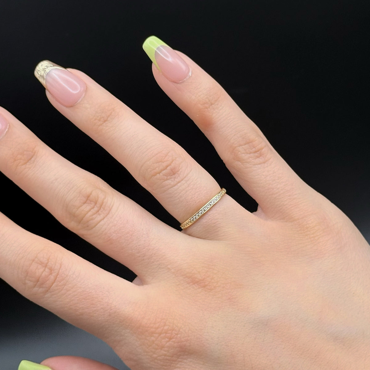 Delicate Yellow Gold Zircon Eternity Band
