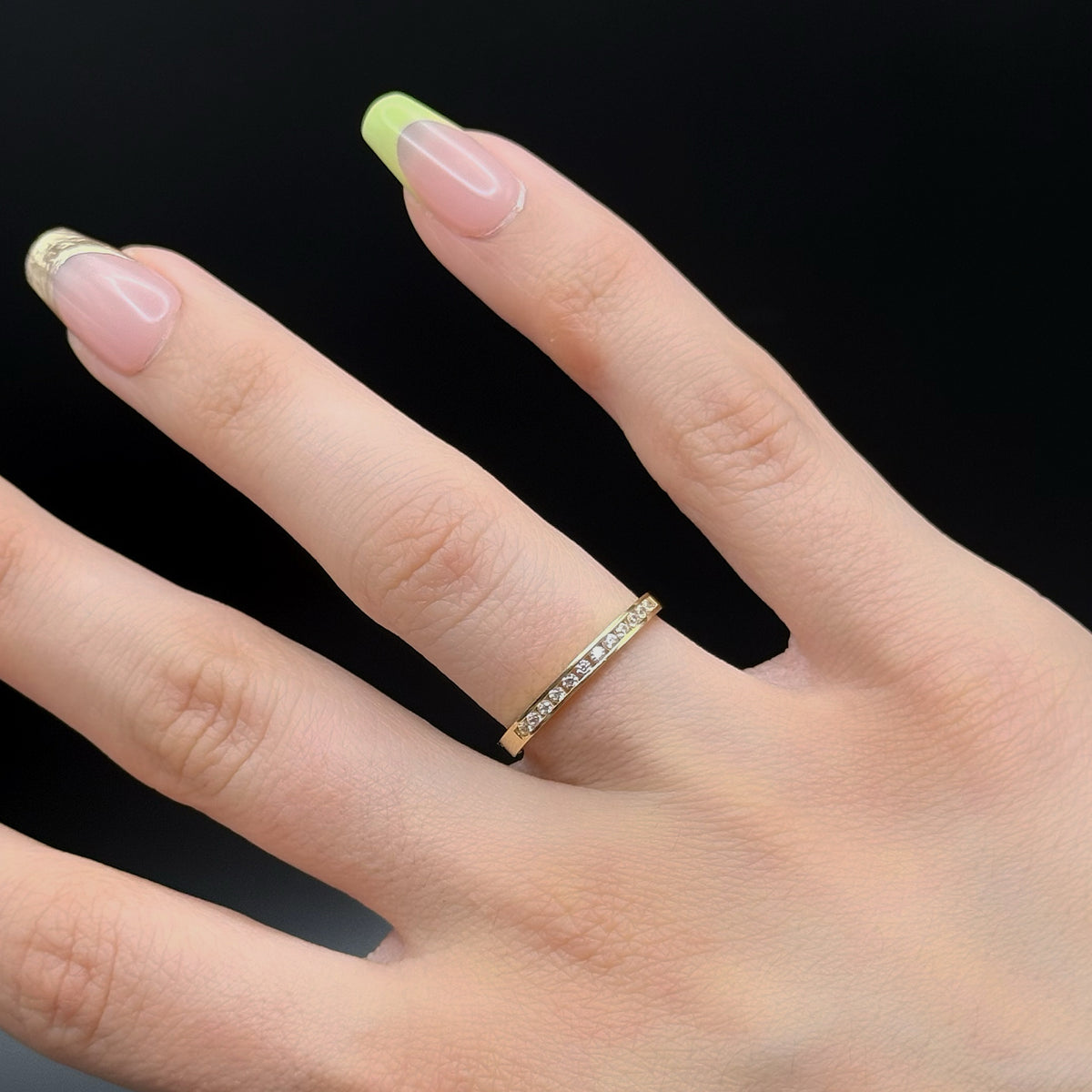 Yellow Gold Zircon Channel Set Eternity Band