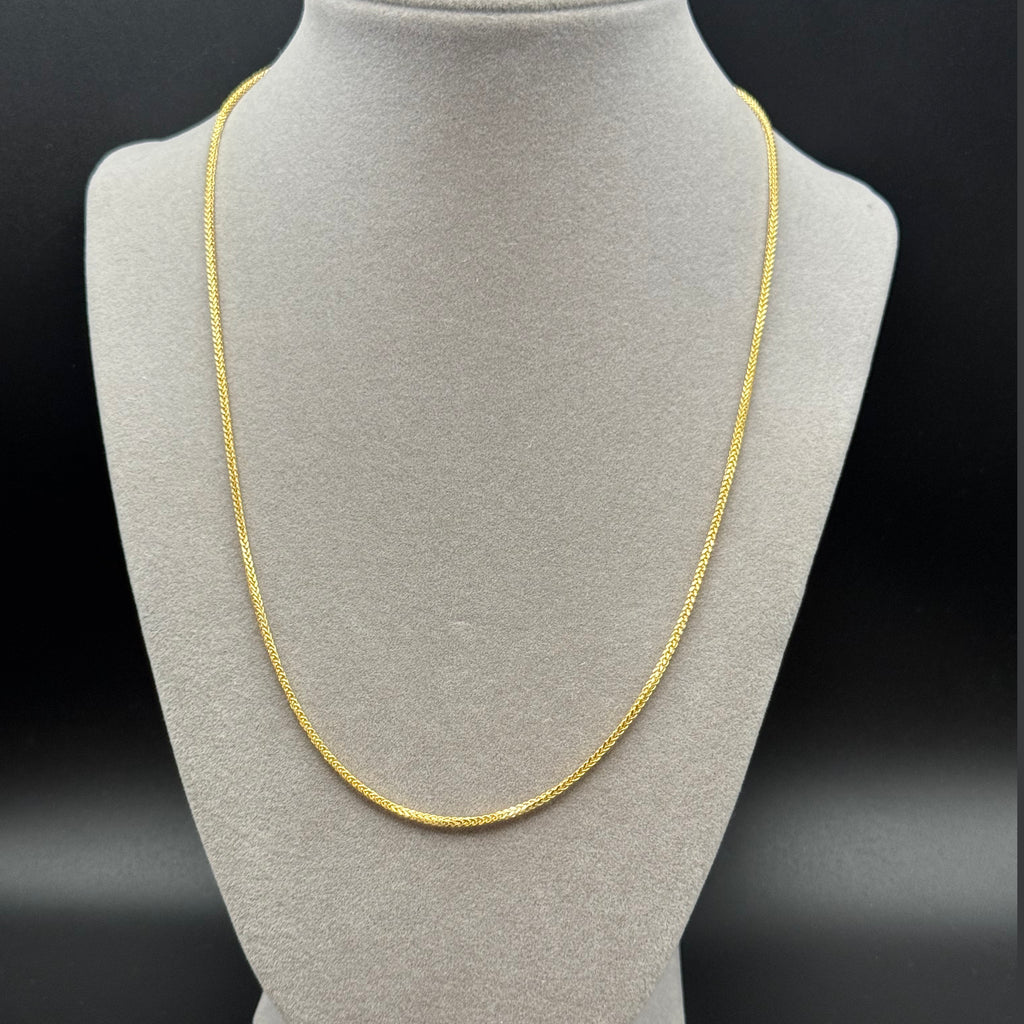 18K Yellow Gold Wheat Chain Necklace