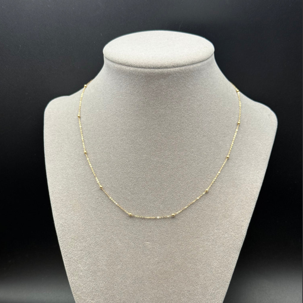 Delicate Yellow Gold Beaded Station Necklace