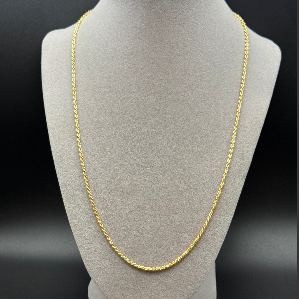 Yellow Gold Rope Chain Necklace