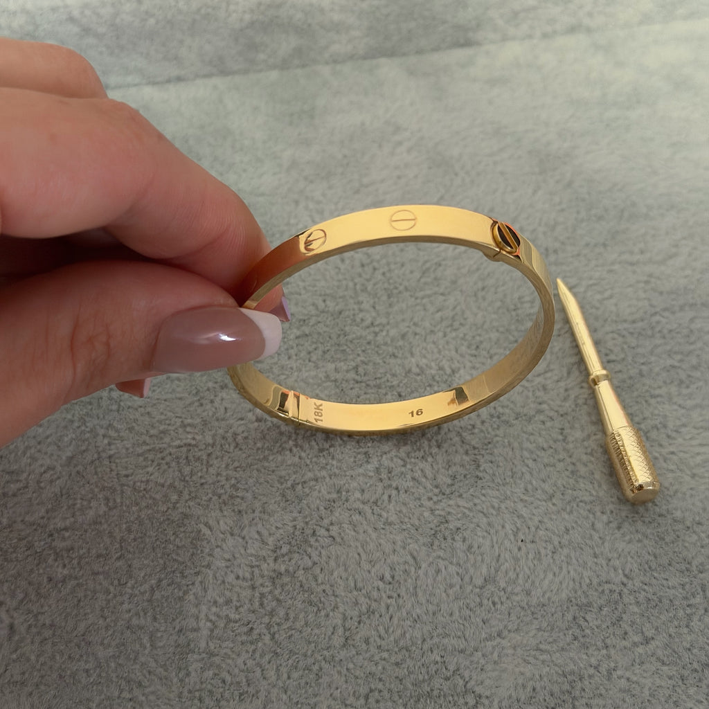 Yellow Gold Screw Motif Bangle Bracelet
