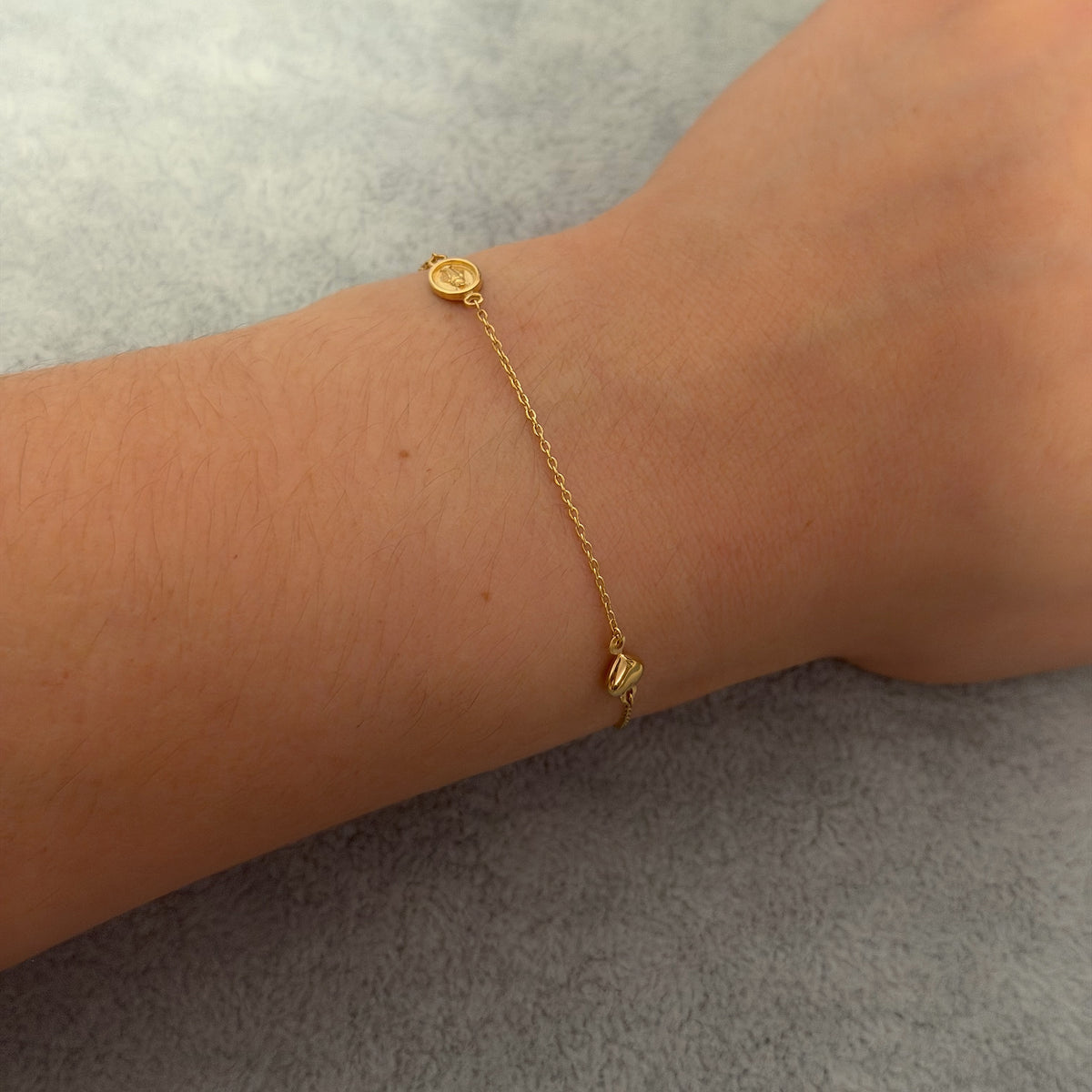 Yellow Gold Minimalist Station Chain Bracelet
