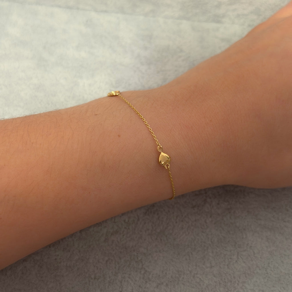 Yellow Gold Minimalist Station Chain Bracelet