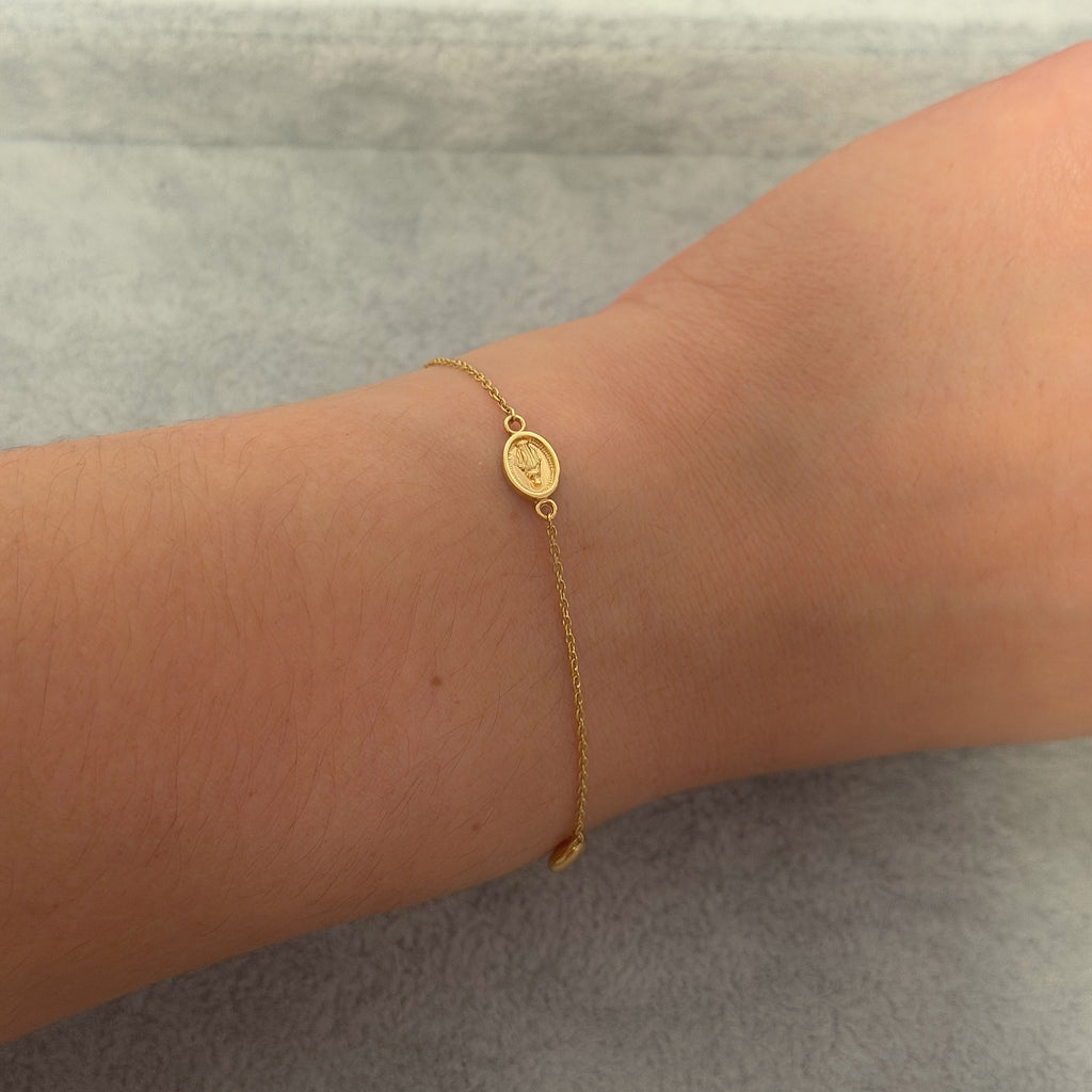 Yellow Gold Minimalist Station Chain Bracelet