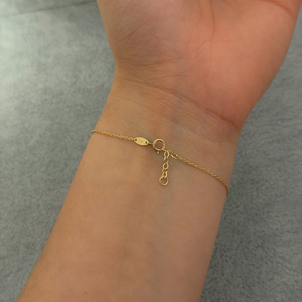 Yellow Gold Minimalist Station Chain Bracelet