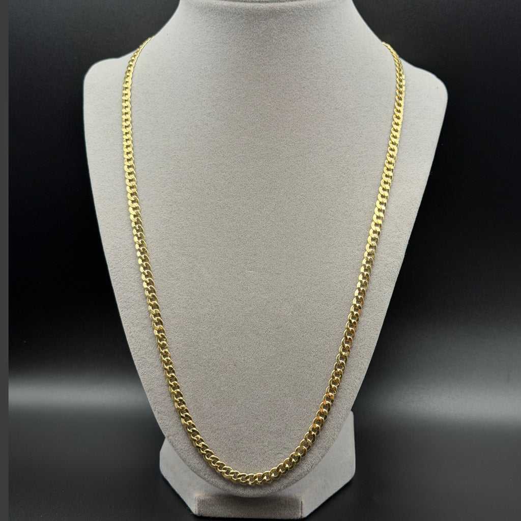 Classic Yellow Gold Cuban Link Chain Necklace