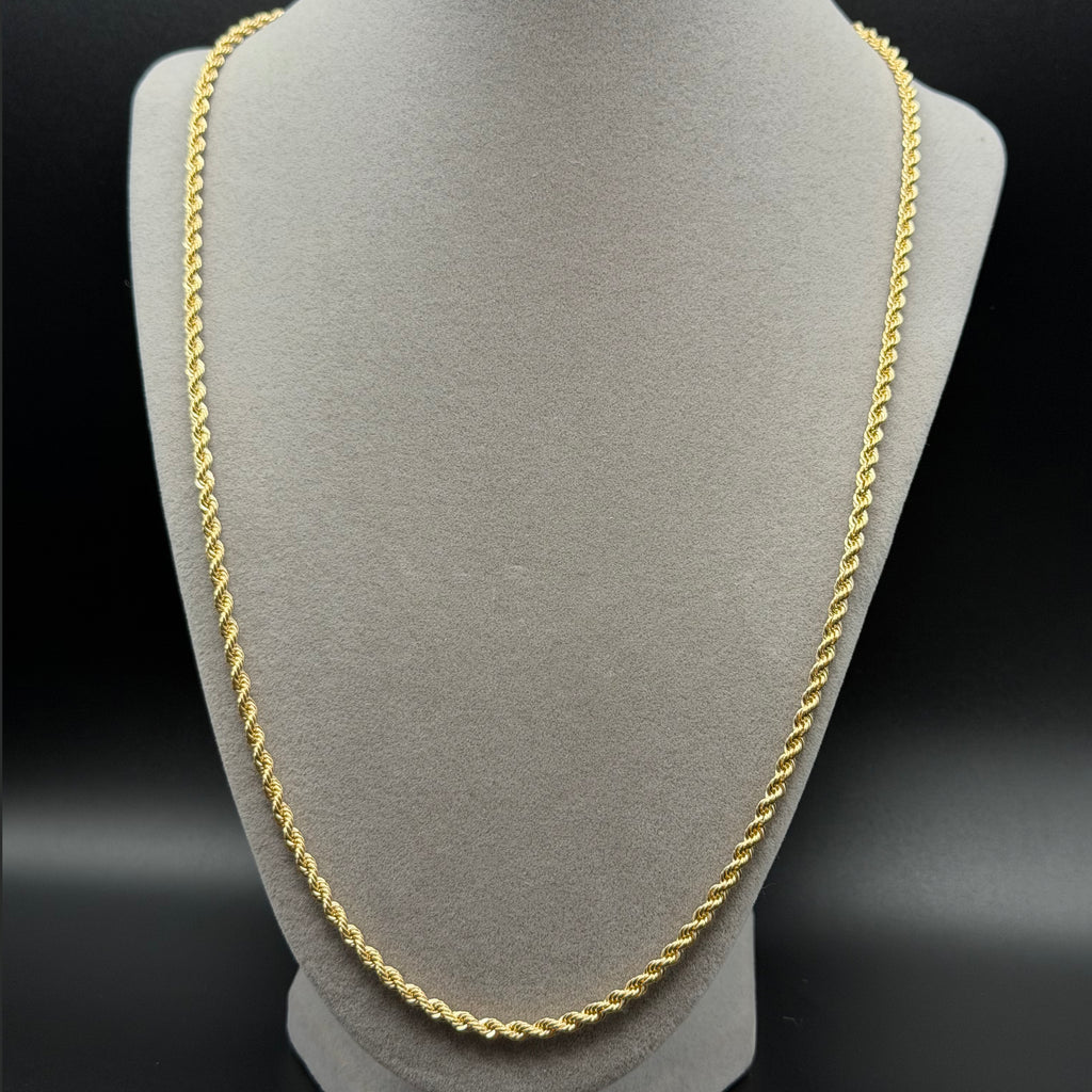 Classic Yellow Gold Rope Chain Necklace