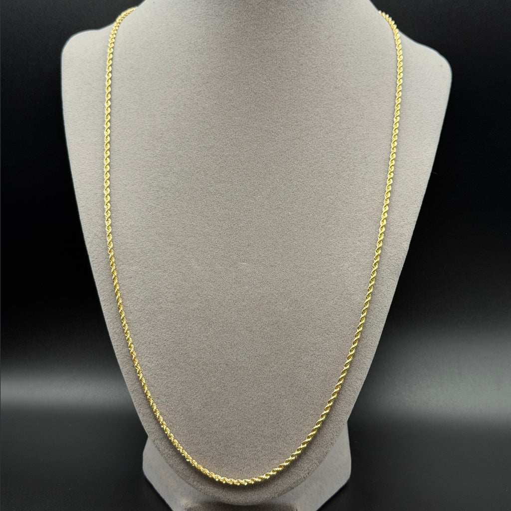 Yellow Gold Rope Chain Necklace