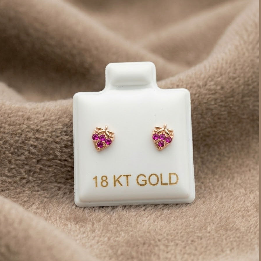 Zircon Stud Earrings in Yellow Gold
