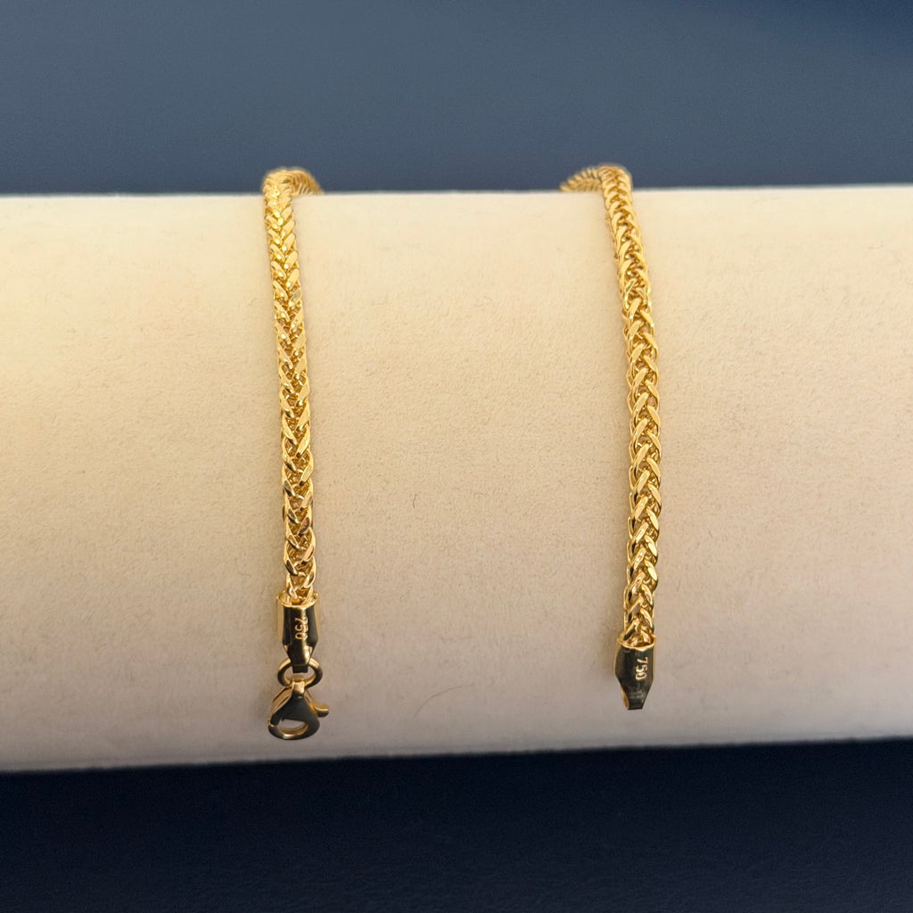 Yellow Gold Wheat Link Chain Bracelet