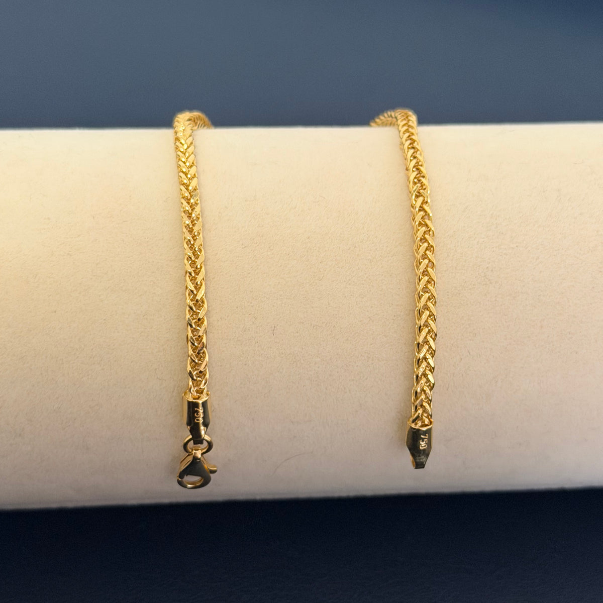 Yellow Gold Wheat Link Chain Bracelet