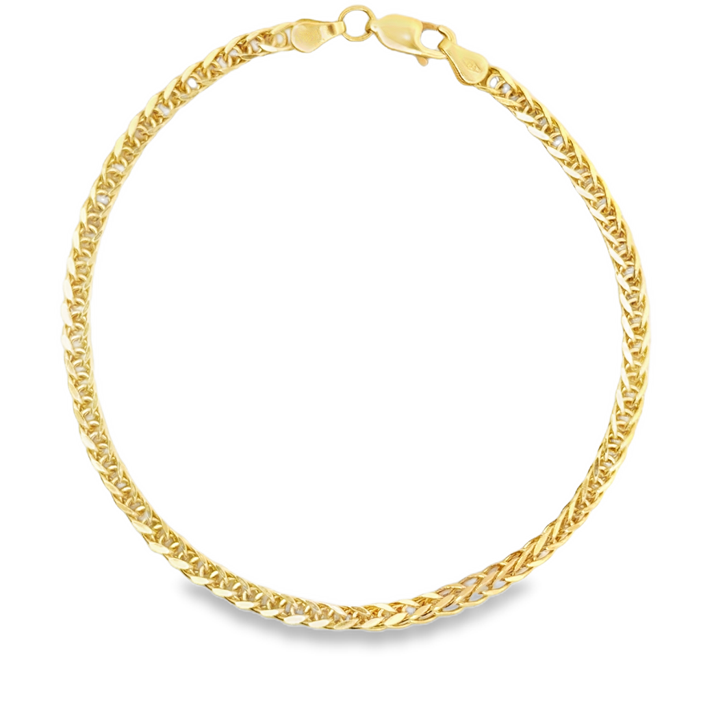 Yellow Gold Woven Wheat Chain Bracelet