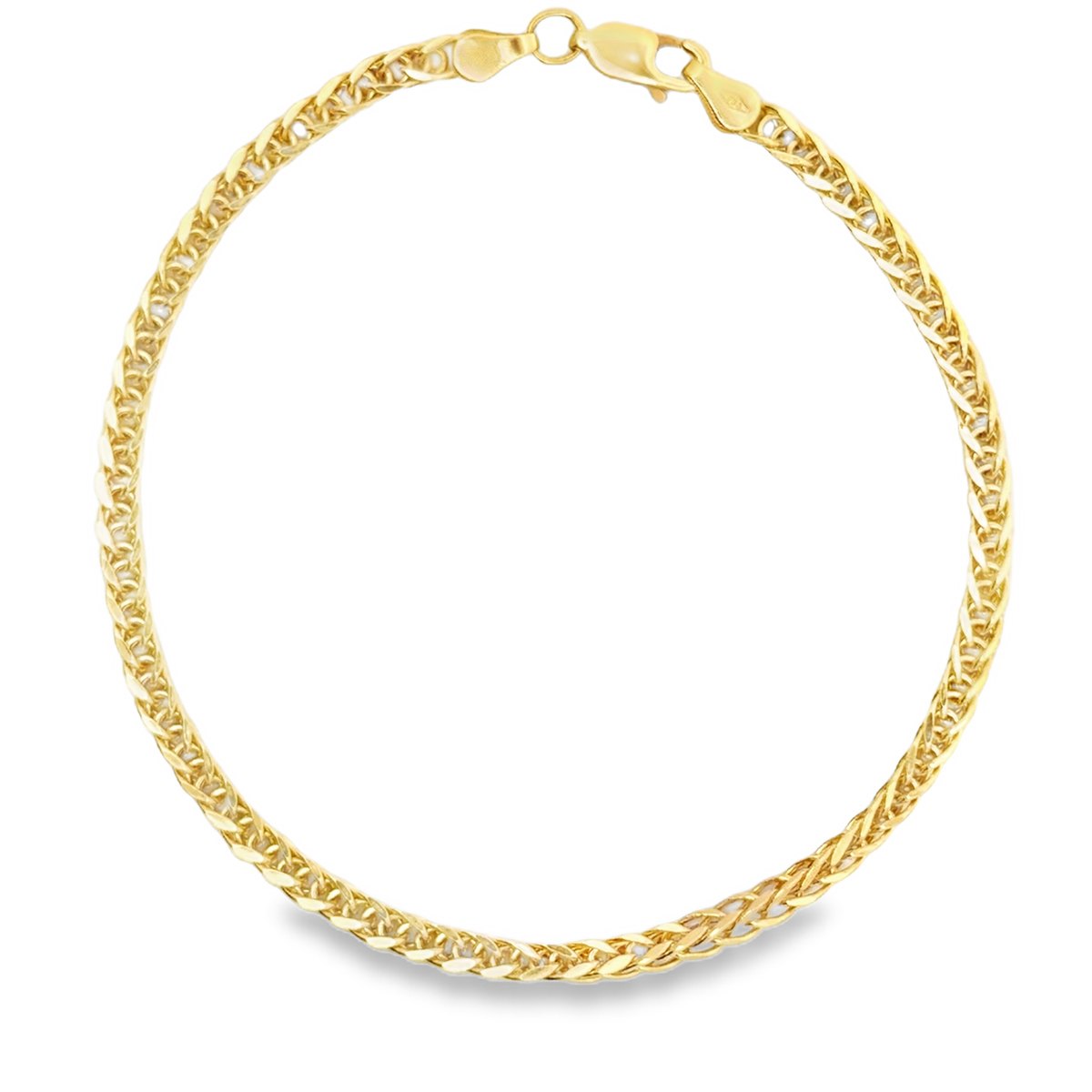 Yellow Gold Woven Wheat Chain Bracelet