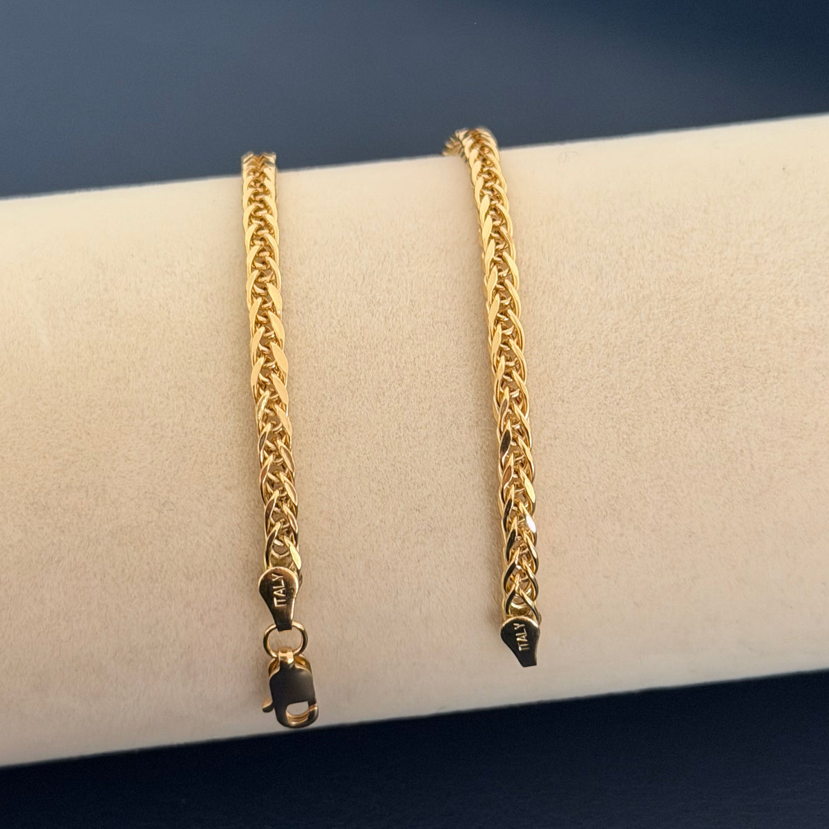 Yellow Gold Woven Wheat Chain Bracelet