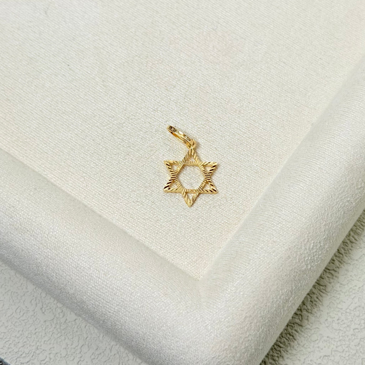 Textured Star of David Pendant in Yellow Gold
