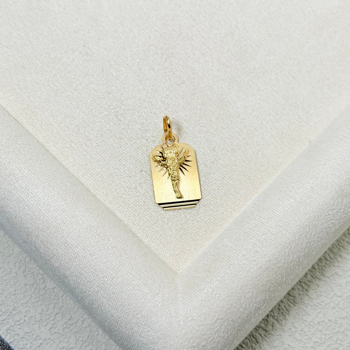 Yellow Gold Rectangular Crucifix Pendant