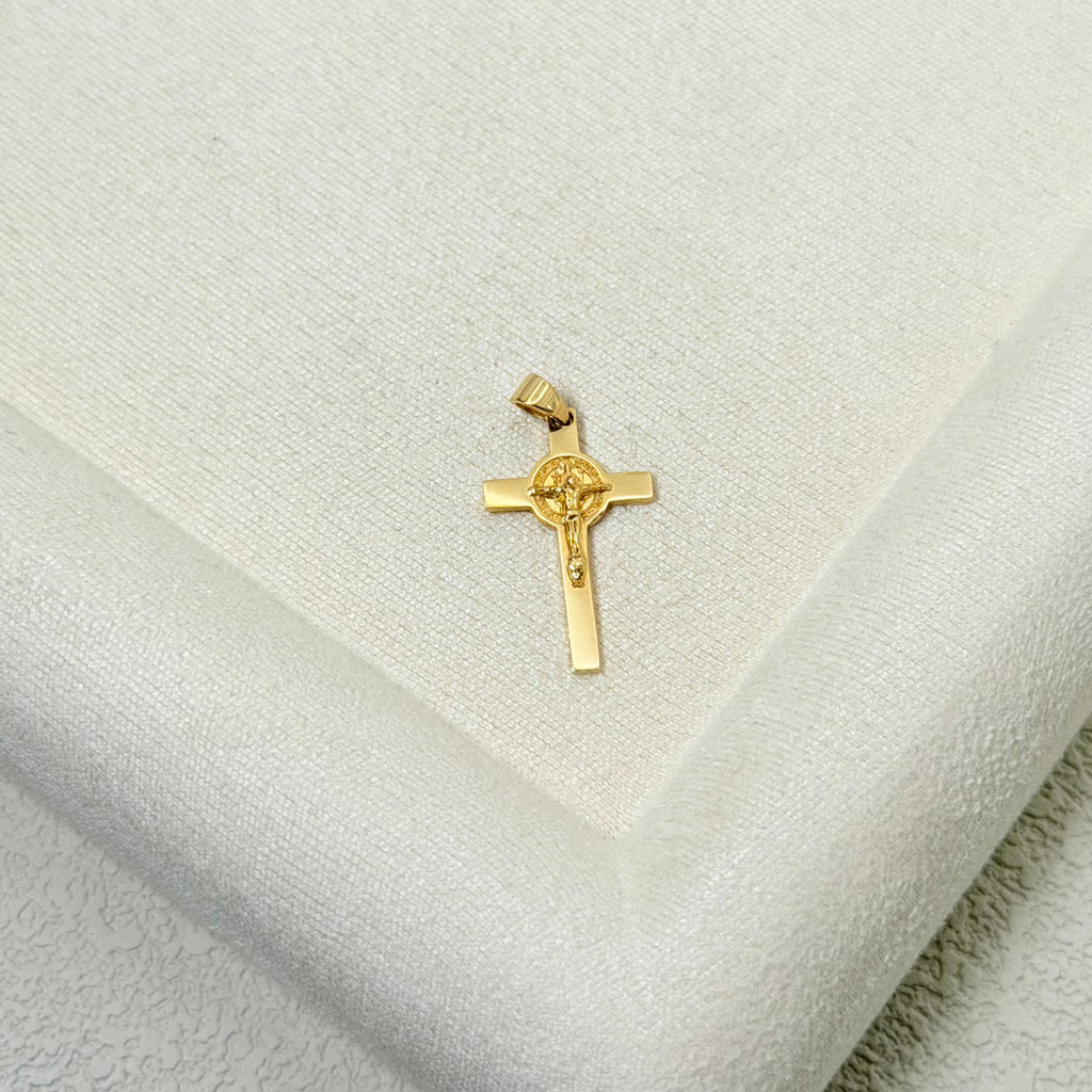 Yellow Gold Crucifix Pendant with Halo Detail