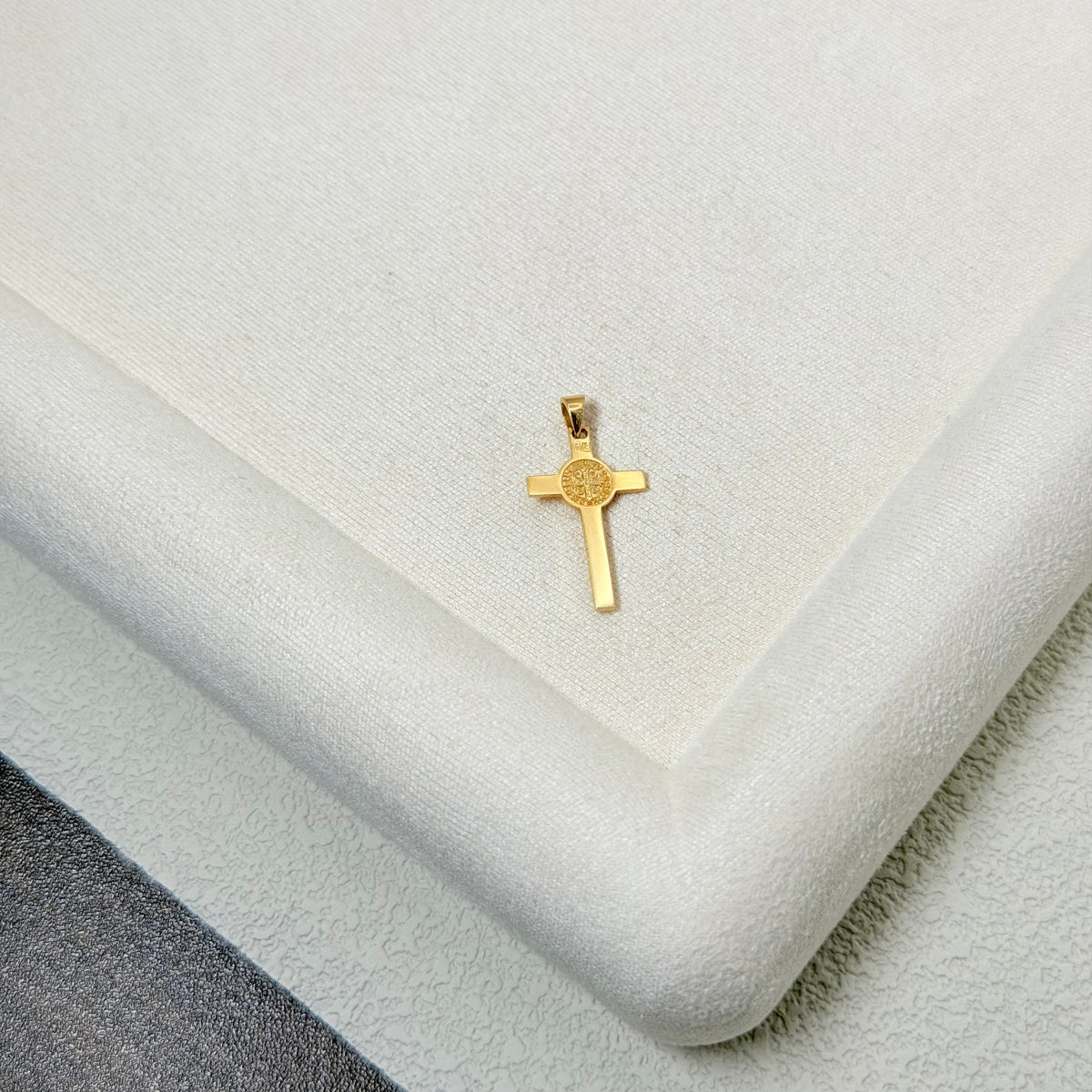 Yellow Gold Crucifix Pendant with Halo Detail