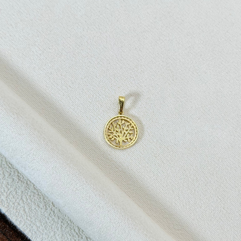 Yellow Gold Zircon Tree of Life Pendant