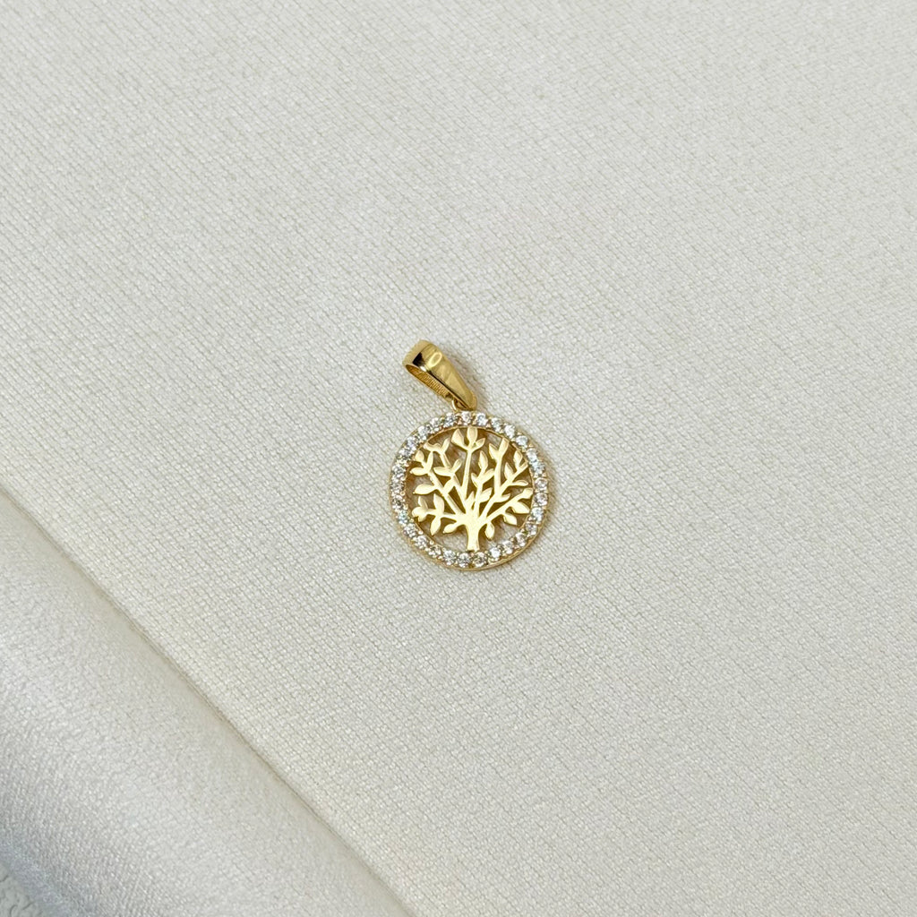 Yellow Gold Zircon Tree of Life Pendant