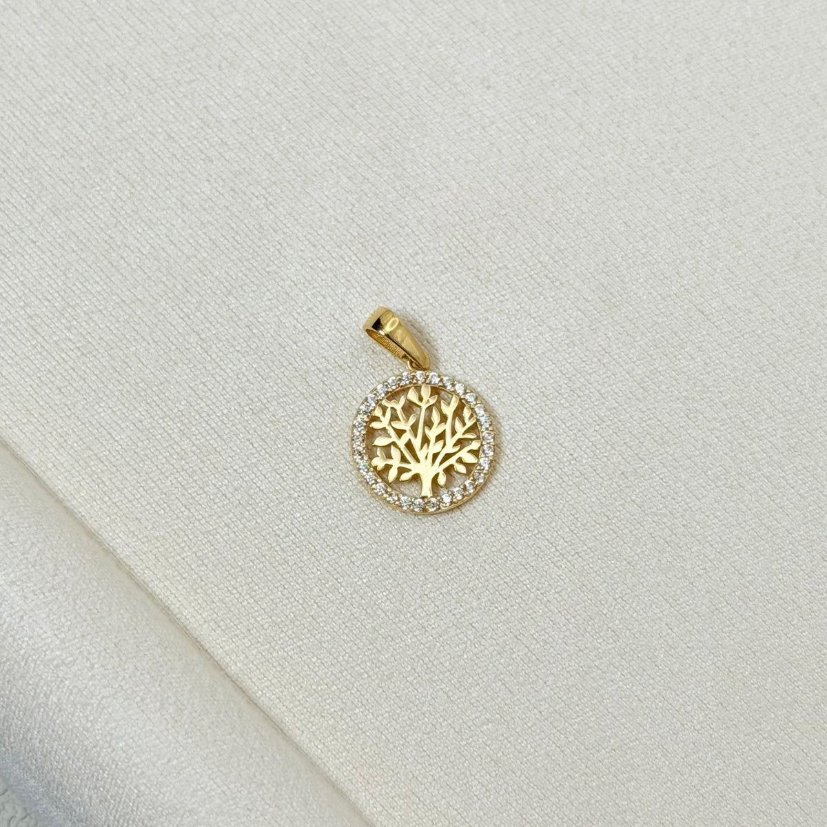 Yellow Gold Zircon Tree of Life Pendant