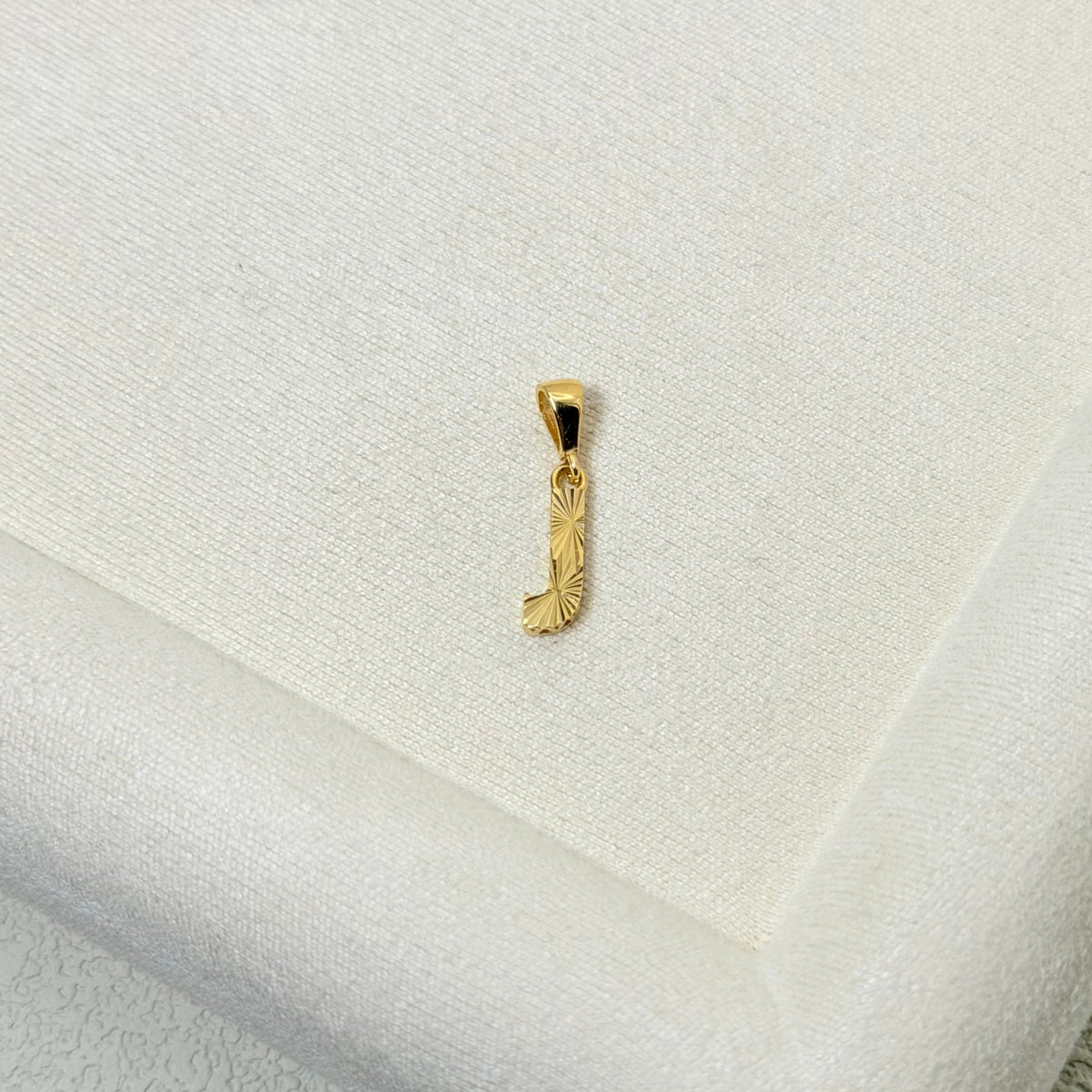 Diamond-Cut Letter J Initial Pendant in Yellow Gold