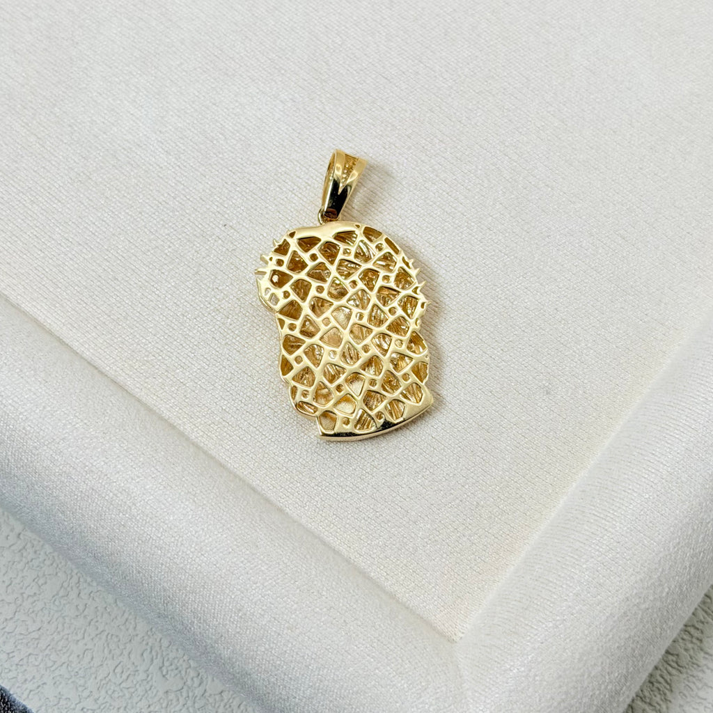 Intricate Openwork Lattice Pendant in Yellow Gold