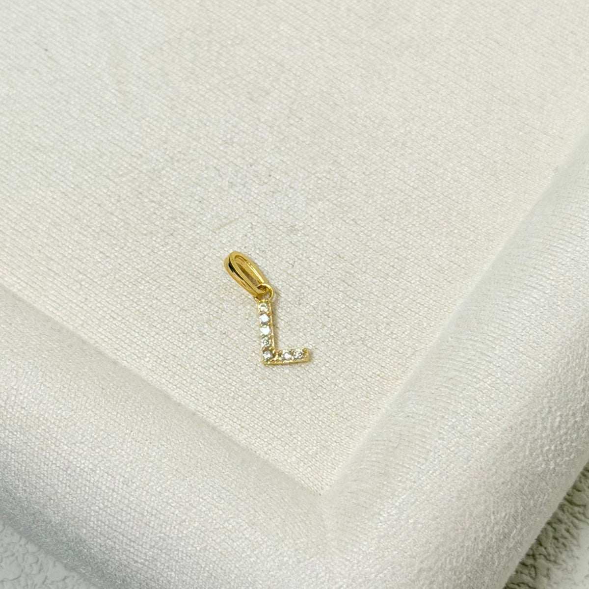 Yellow Gold Zircon Initial 'L' Pendant