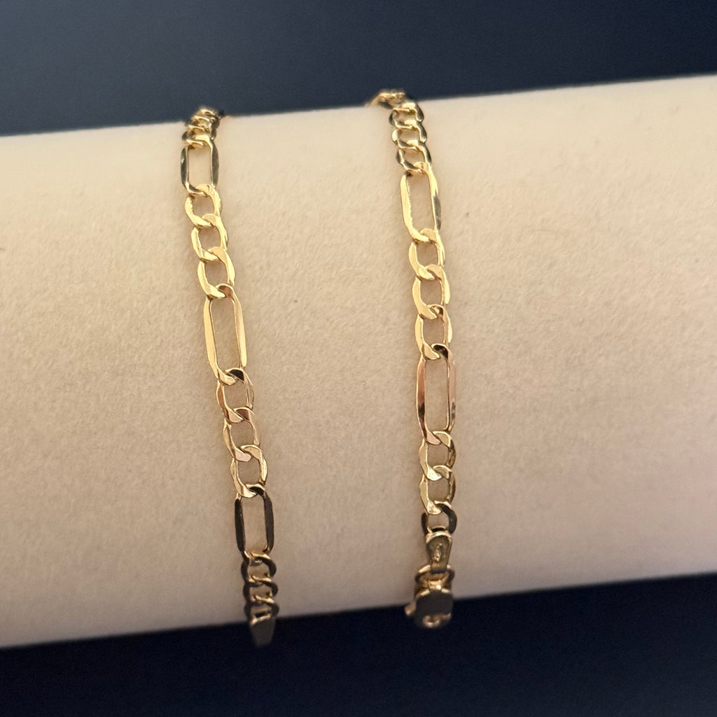 Classic Yellow Gold Figaro Link Chain Bracelet