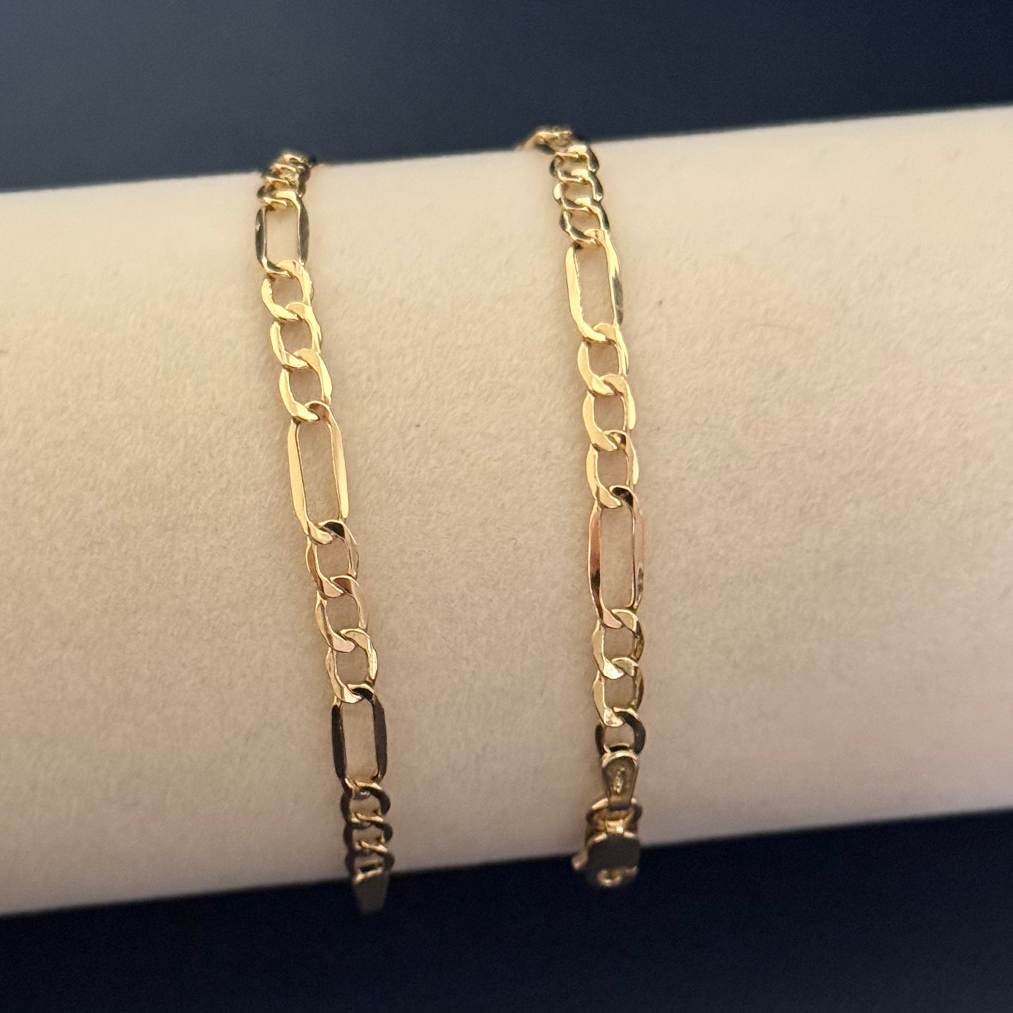 Classic Yellow Gold Figaro Link Chain Bracelet