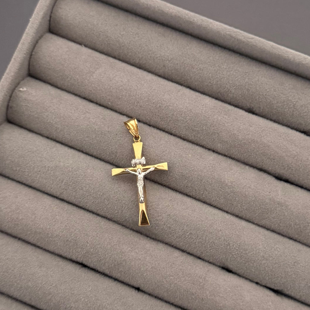 Two-Tone Crucifix Pendant — Yellow Gold
