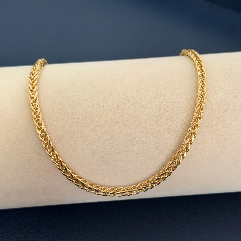 Yellow Gold Woven Wheat Chain Bracelet