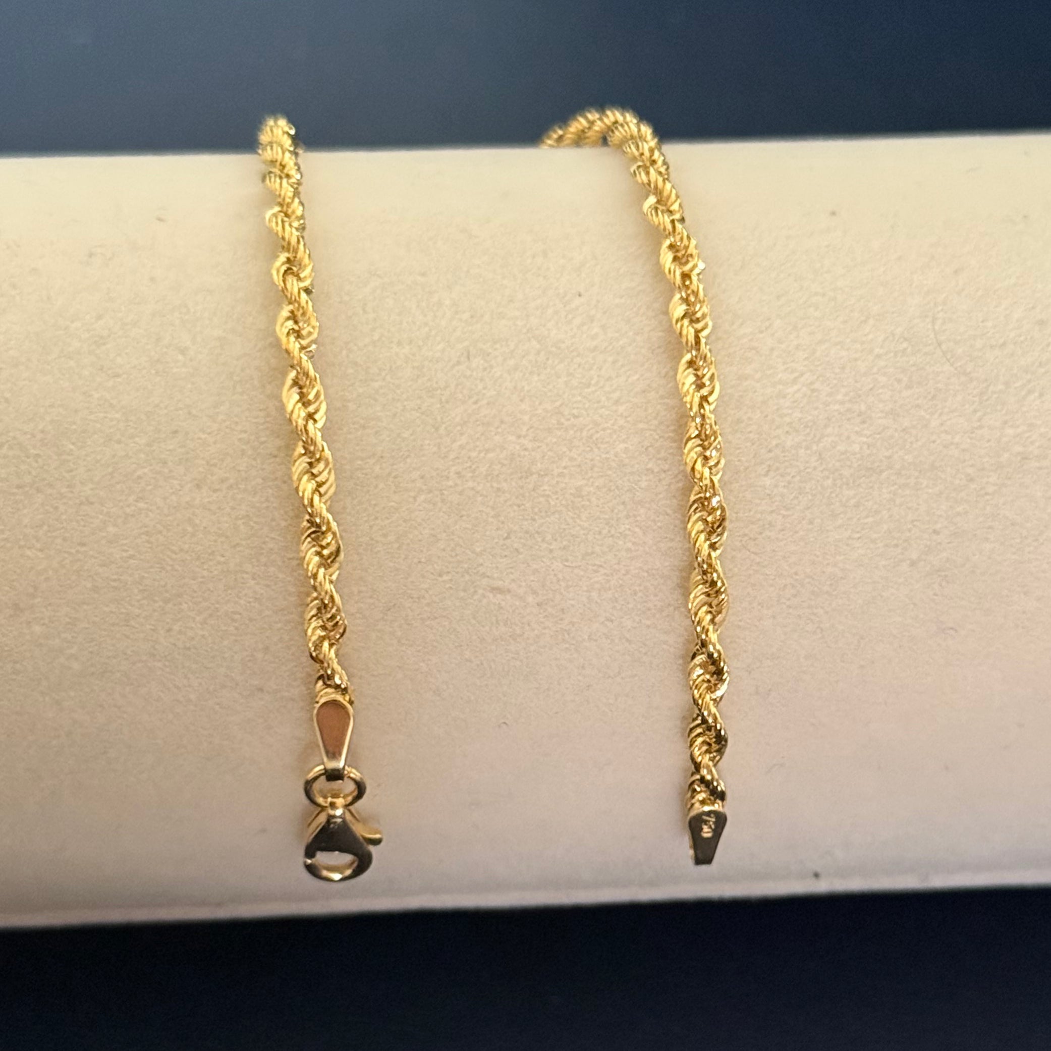 Yellow Gold Rope Chain Bracelet