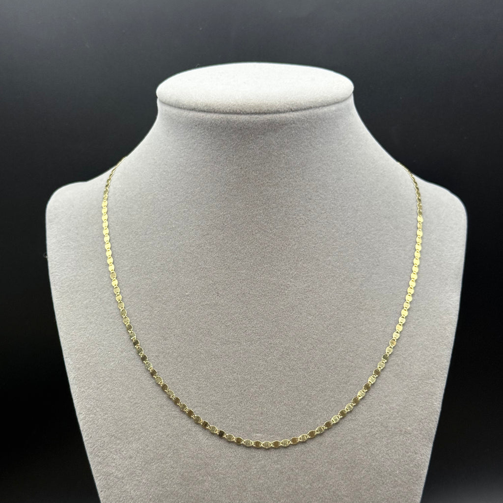 Yellow Gold Flat Link Chain Necklace