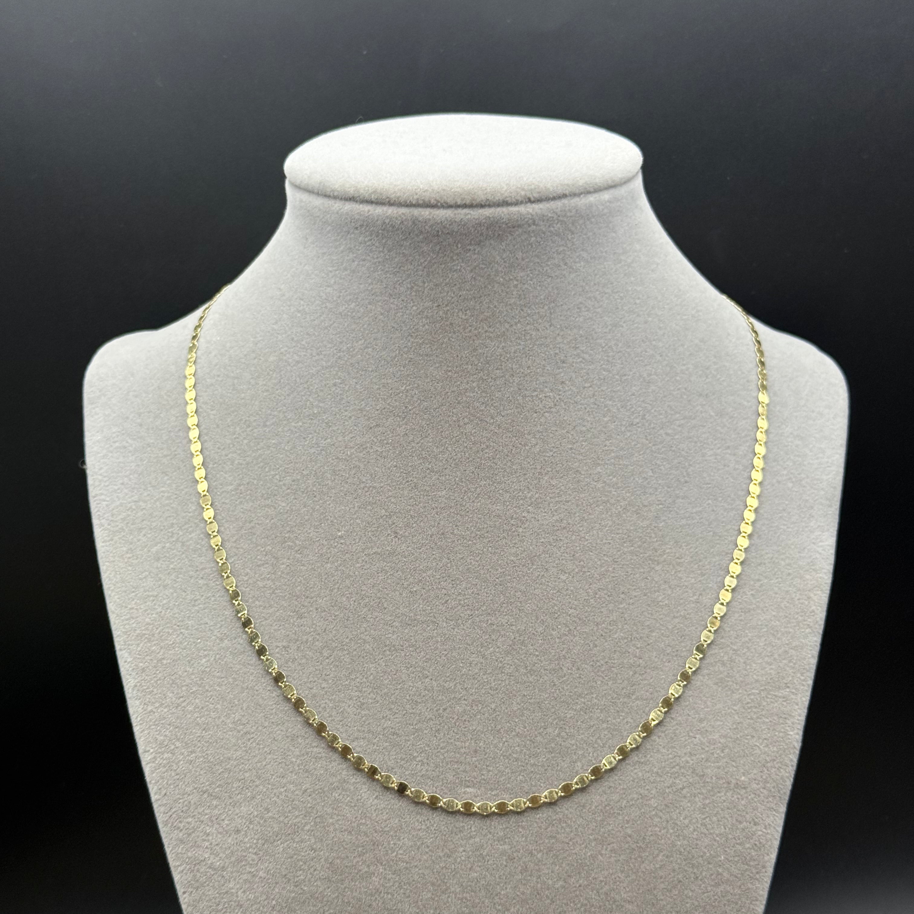 Yellow Gold Flat Link Chain Necklace
