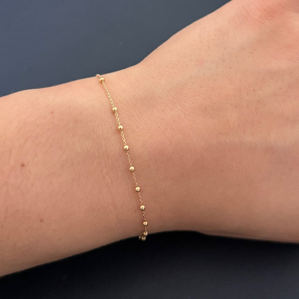 Yellow Gold Cross and Miraculous Medal Charm Bracelet