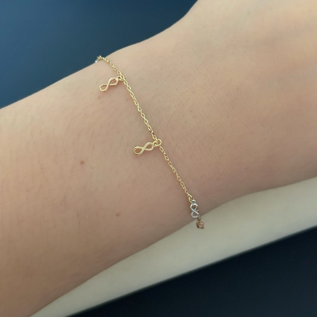 Tri-Color Gold Infinity Charm Bracelet