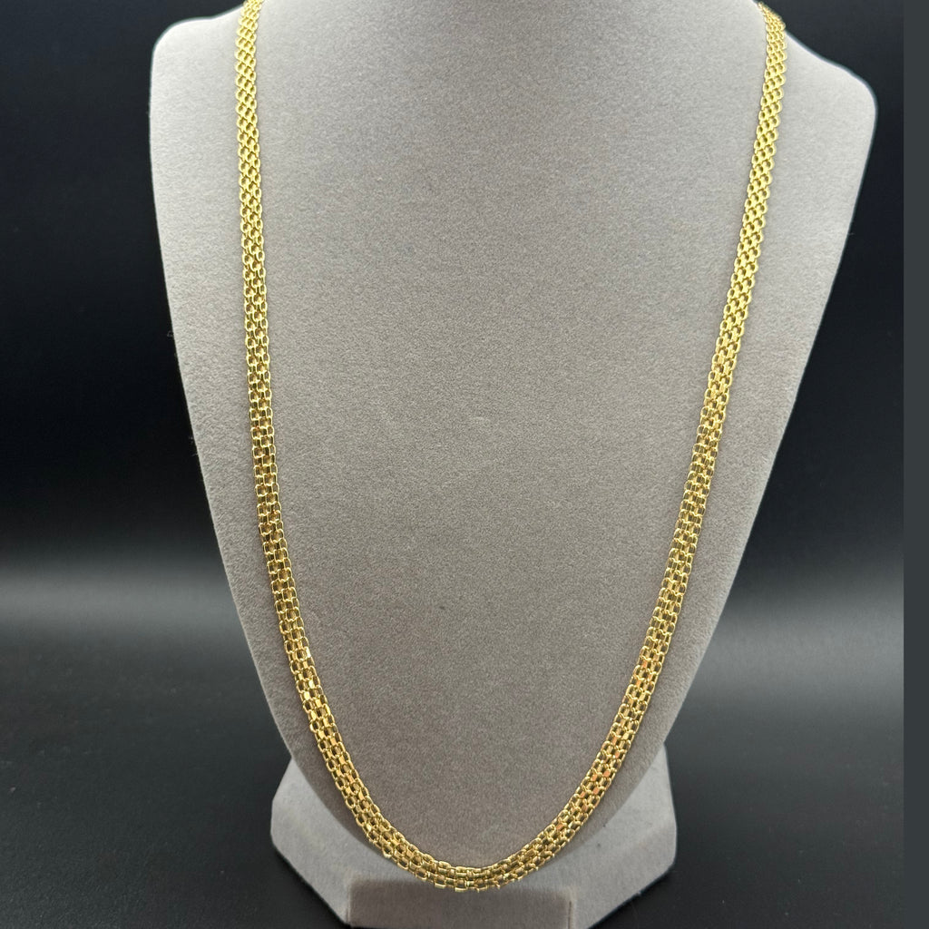 Woven Mesh Link Chain Necklace in Yellow Gold
