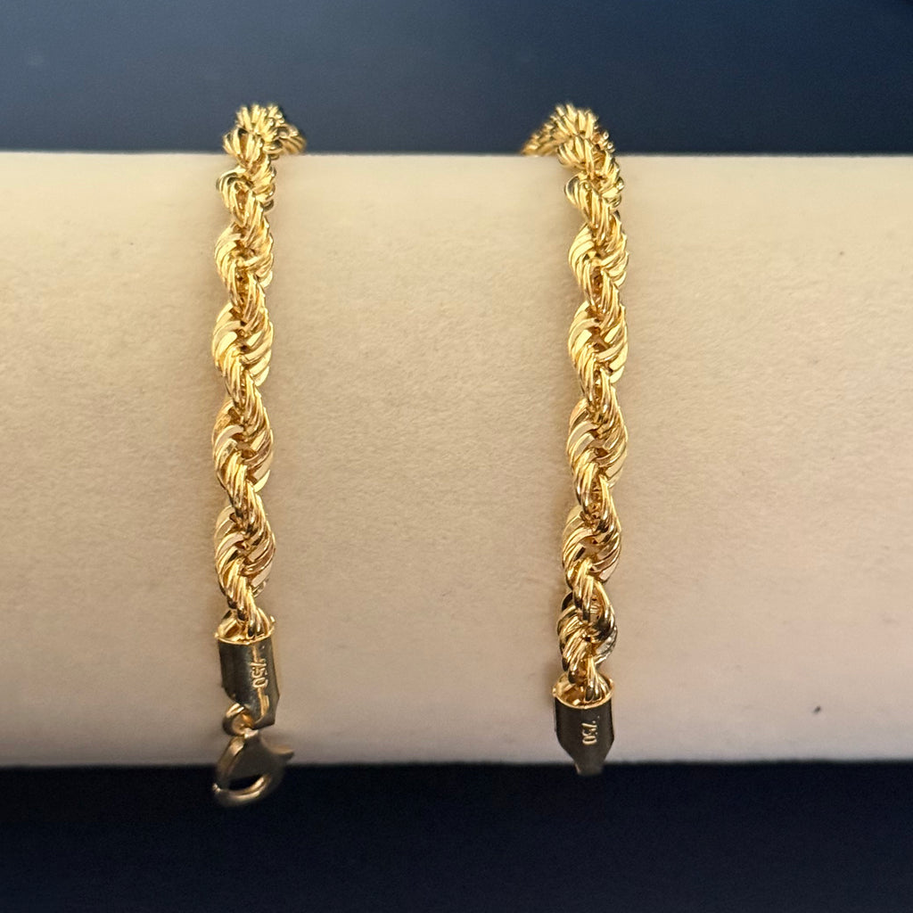 Classic Rope Chain Bracelet in Yellow Gold