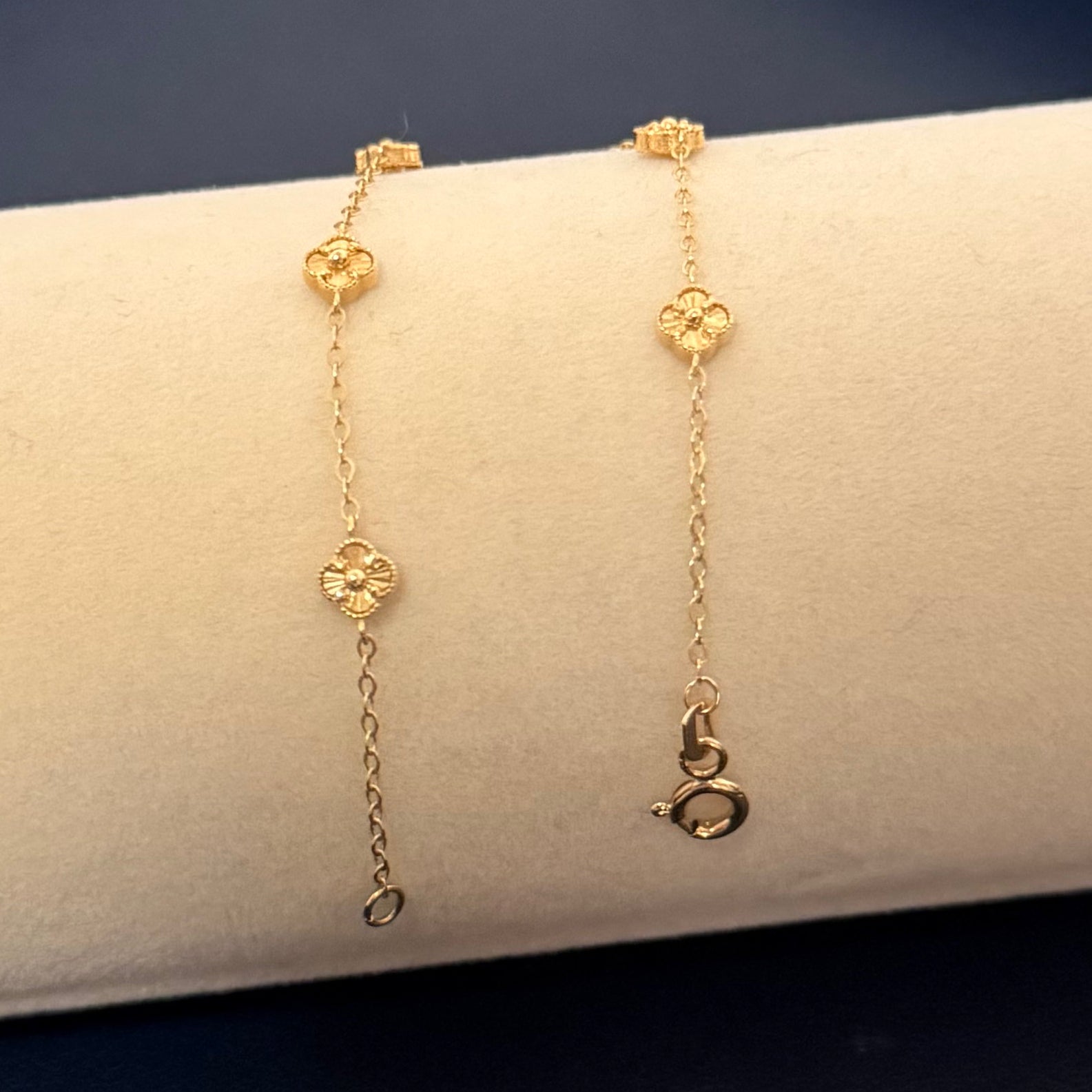 Floral Motif Station Chain Bracelet in Yellow Gold