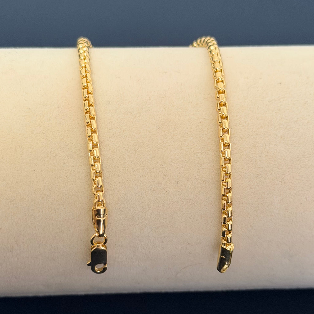Yellow Gold Box Chain Bracelet